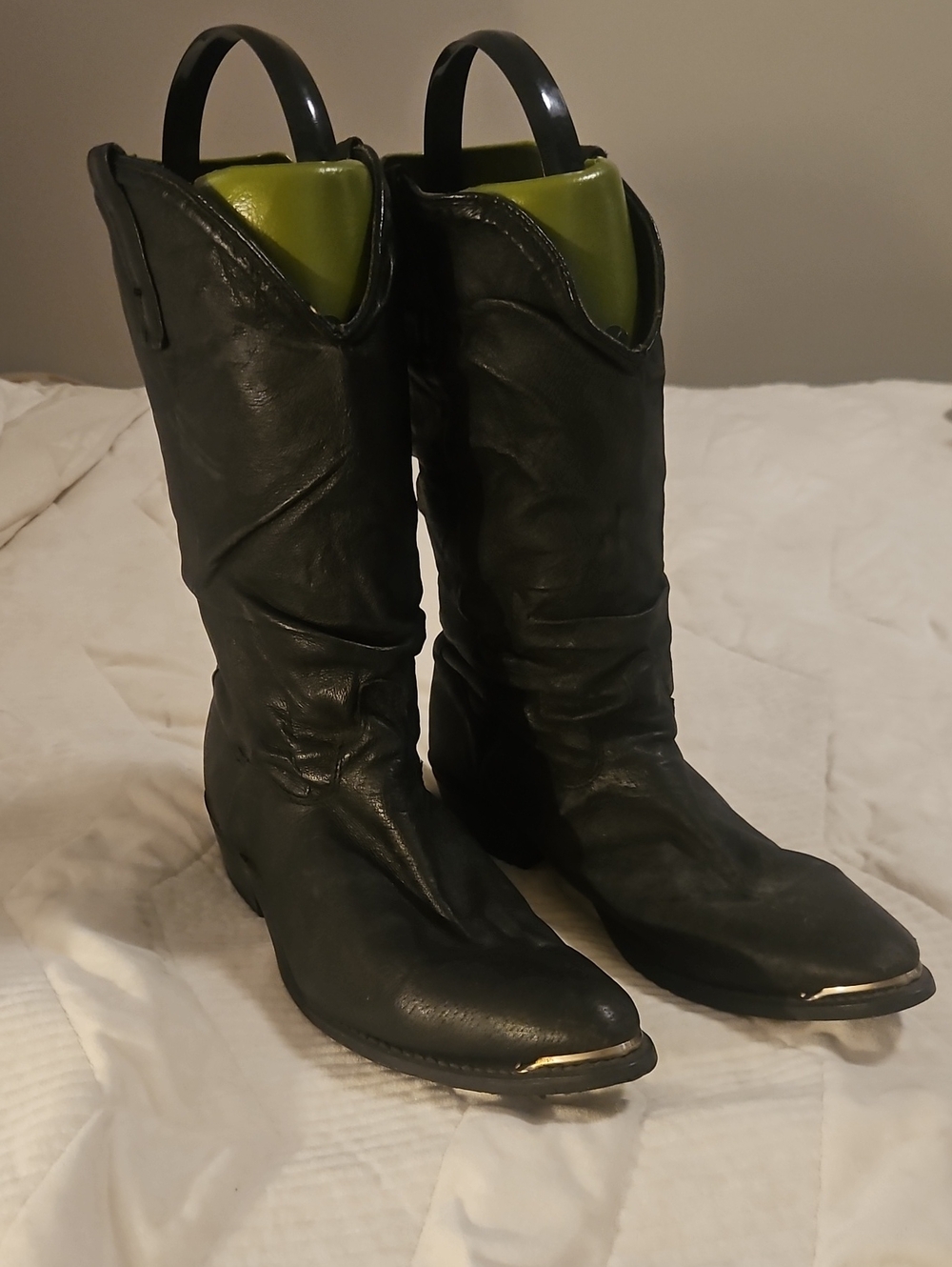 dingo Black Mid-Calf Western Boots with Gold Toe Accent